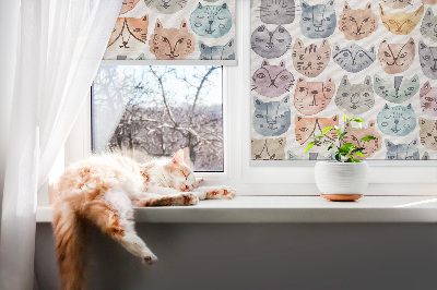 Blackout roller blind Colorful cat faces