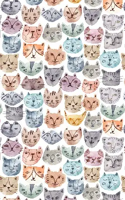 Blackout roller blind colorful cat faces print