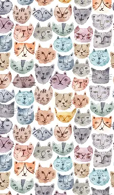 Blackout roller blind colorful cat faces print