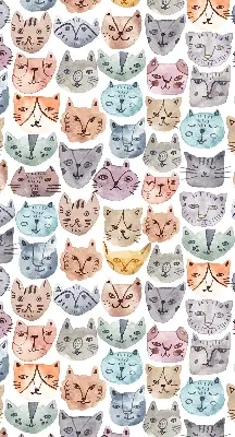 Blackout roller blind colorful cat faces print