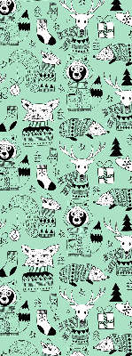 Fabric roller blind for window Winter animals