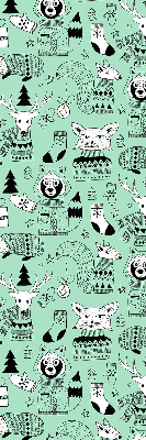 Fabric roller blind for window Winter animals