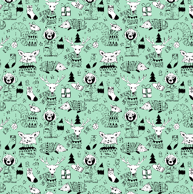 Fabric roller blind for window Winter animals
