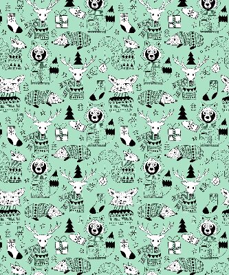 Fabric roller blind for window Winter animals