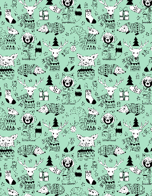 Fabric roller blind for window Winter animals