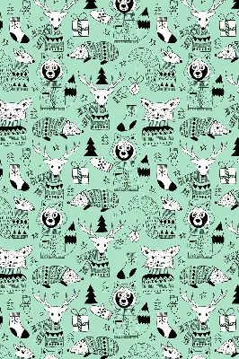 Fabric roller blind for window with winter animals print