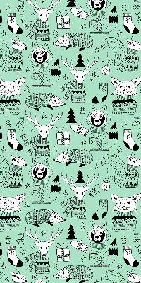 Fabric roller blind for window Winter animals