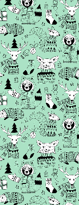 Fabric roller blind for window Winter animals