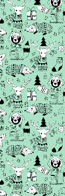 Fabric roller blind for window Winter animals