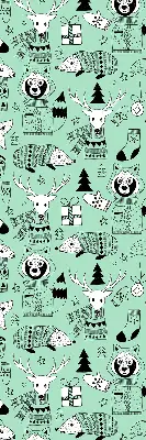 Fabric roller blind for window with winter animals print