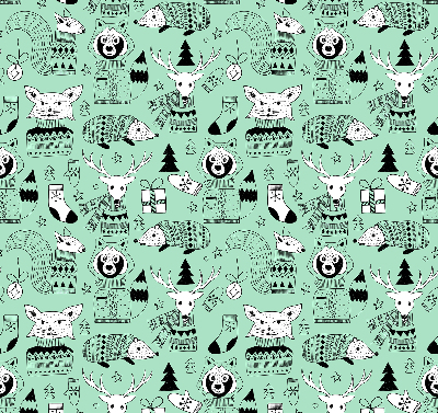 Fabric roller blind for window Winter animals