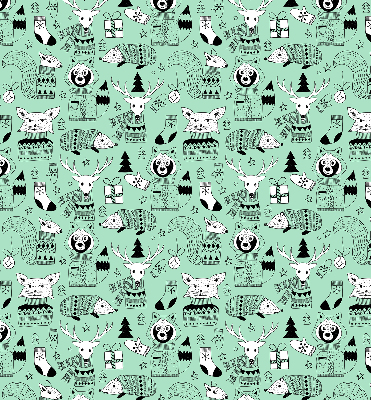 Fabric roller blind for window Winter animals