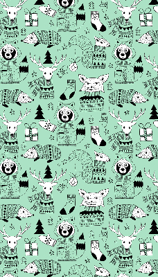 Fabric roller blind for window Winter animals