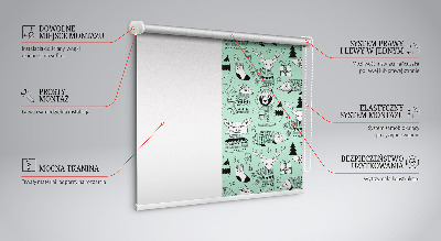 Fabric roller blind for window Winter animals