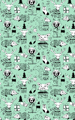 Fabric roller blind for window Winter animals