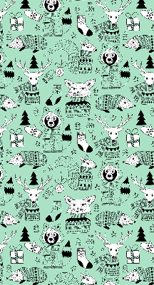 Fabric roller blind for window Winter animals