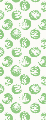 Blackout roller blind with plants reflected on green circles design