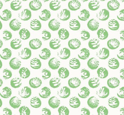 Blackout roller blind Plants reflected on green circles