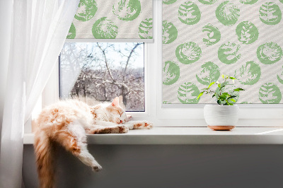 Blackout roller blind Plants reflected on green circles