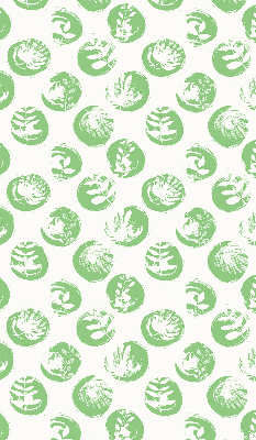 Blackout roller blind with plants reflected on green circles design