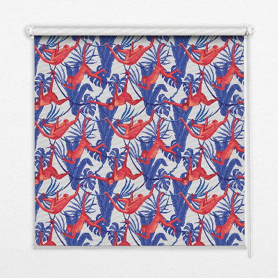 Fabric roller blind for window Red monkeys