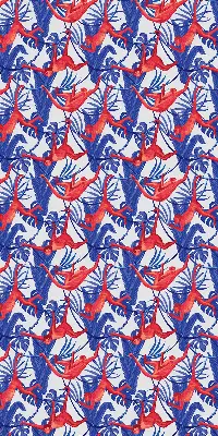 Fabric roller blind for window red monkeys pattern