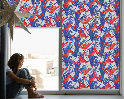 Fabric roller blind for window Red monkeys