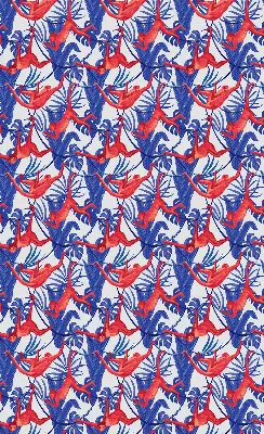 Fabric roller blind for window red monkeys pattern