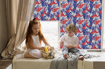 Fabric roller blind for window Red monkeys