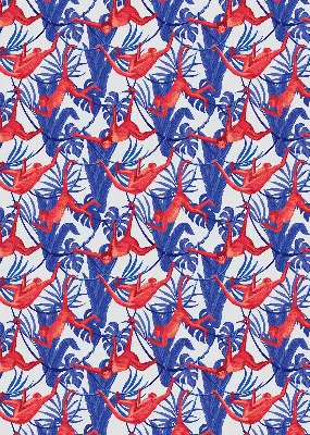 Fabric roller blind for window red monkeys pattern