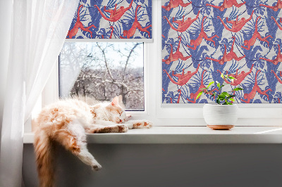Fabric roller blind for window Red monkeys