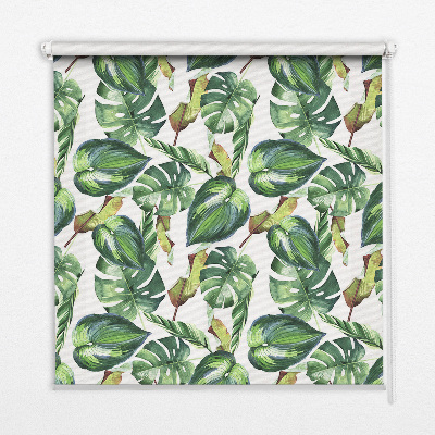 Blackout roller blind with a tropical plants print