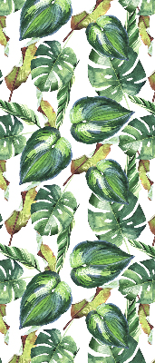 Blackout roller blind with a tropical plants print
