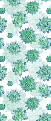 Blackout roller blind for window Green flowers