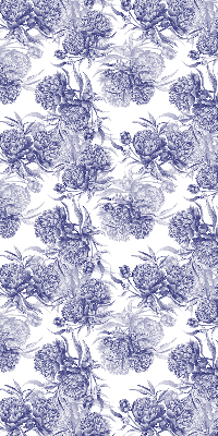 Fabric roller blind for window blue bouquet pattern