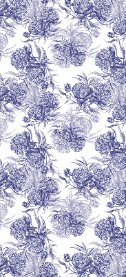 Fabric roller blind for window Blue bouquet