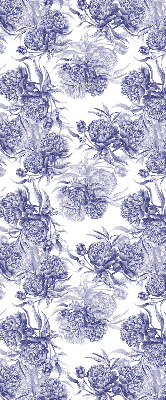 Fabric roller blind for window Blue bouquet