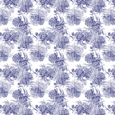 Fabric roller blind for window Blue bouquet