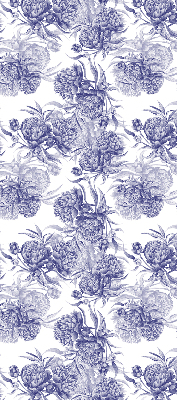 Fabric roller blind for window Blue bouquet
