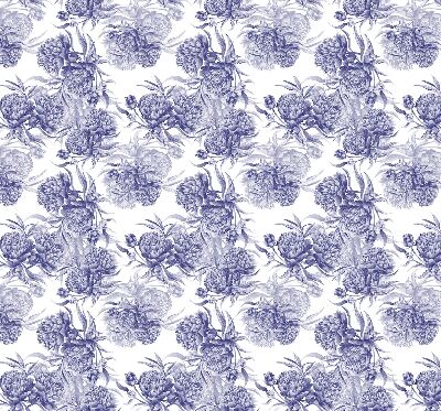 Fabric roller blind for window Blue bouquet