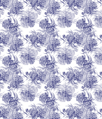 Fabric roller blind for window Blue bouquet