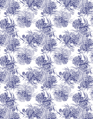 Fabric roller blind for window Blue bouquet