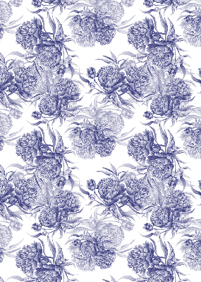 Fabric roller blind for window Blue bouquet