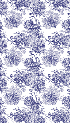 Fabric roller blind for window blue bouquet pattern