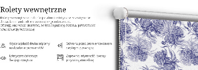 Fabric roller blind for window Blue bouquet