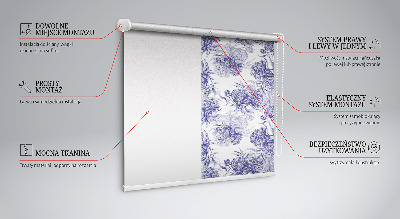 Fabric roller blind for window Blue bouquet