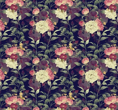 Blackout roller blind with flowers pattern