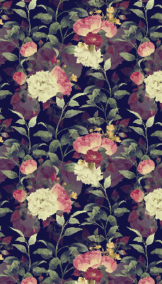 Blackout roller blind with flowers pattern