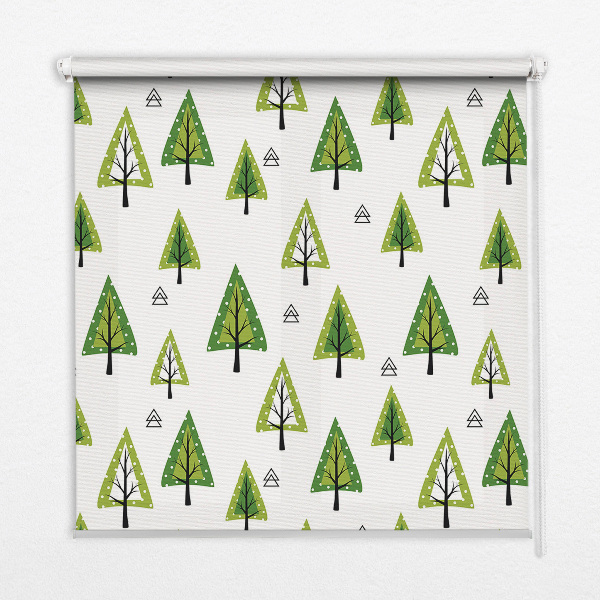 Fabric roller blind for window Drawn forest