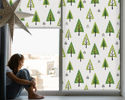 Fabric roller blind for window Drawn forest